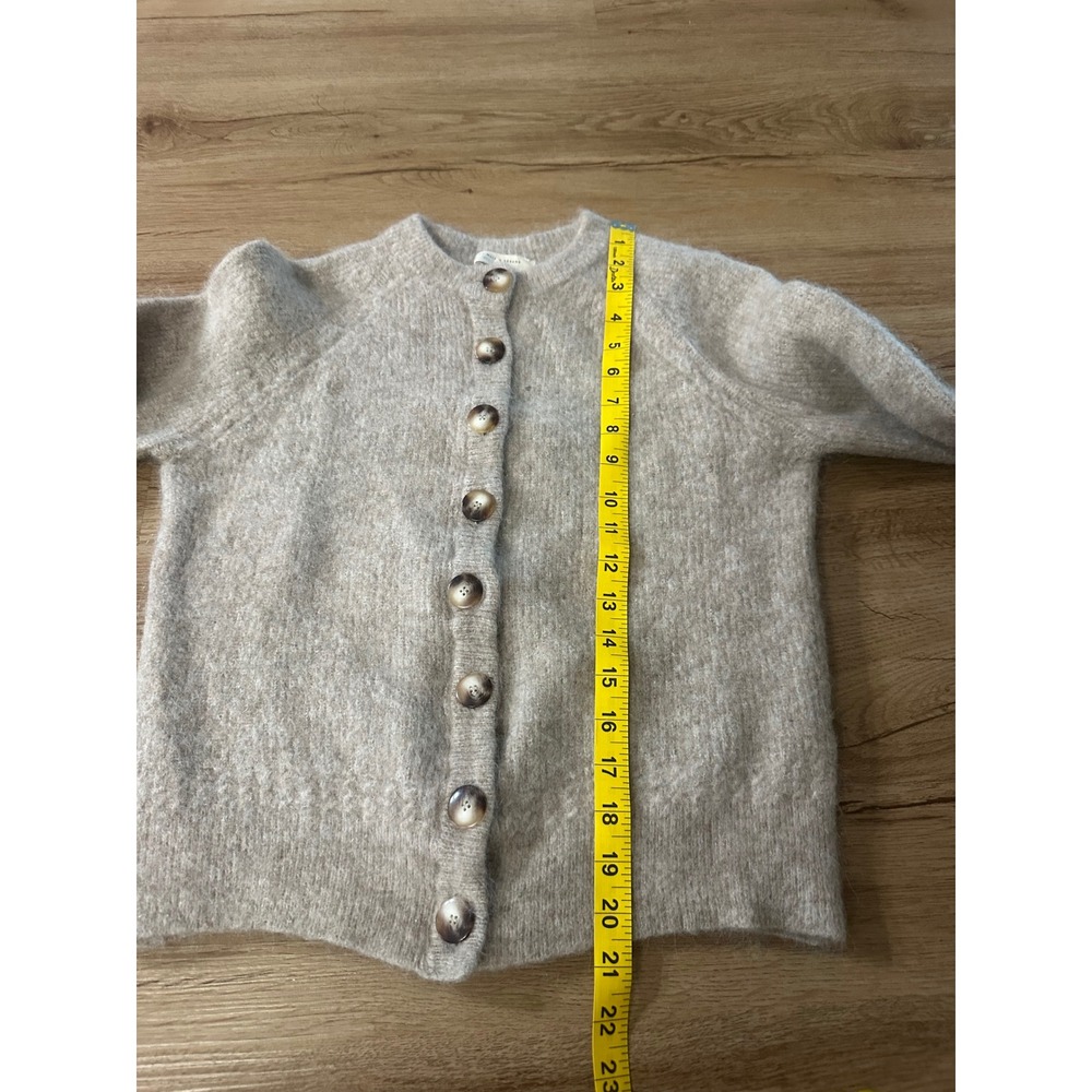 Sézane Othello Cardigan M Light Beige Baby Alpaca Italy Sweater fits xs shrunk - Picture 5 of 6
